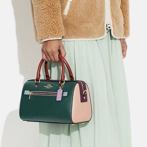 Coach Multicolor Satchel with Green and Pink Accents